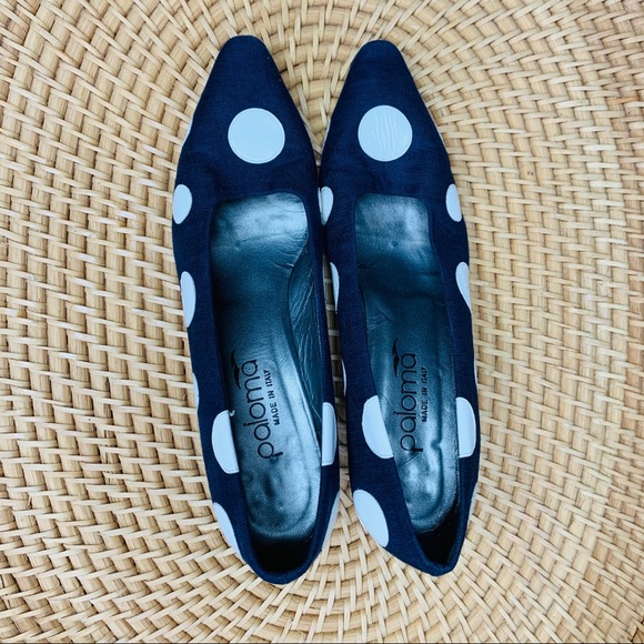 POLKA DOT HEEL SHOES [PALOMA ] VTG SIZE 8 - Picture 1 of 6